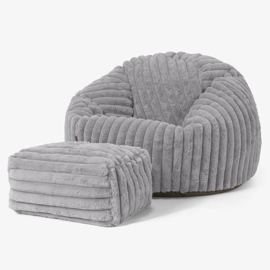 Classic Bean Bag Chair - Ultra Plush Cord Grey 02