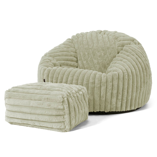 Classic Bean Bag Chair - Ultra Plush Cord Sage Green 02