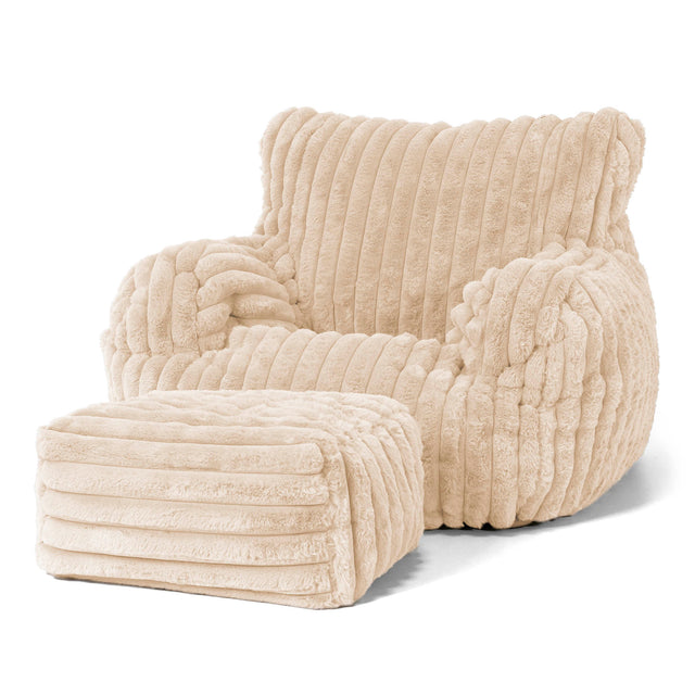 Josephine Bean Bag Armchair - Ultra Plush Cord Cream 02