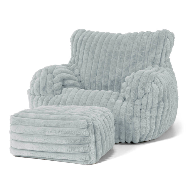 Josephine Bean Bag Armchair - Ultra Plush Cord Duck Egg Blue 02