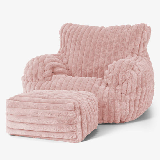 Josephine Bean Bag Armchair - Ultra Plush Cord Dusty Pink 02