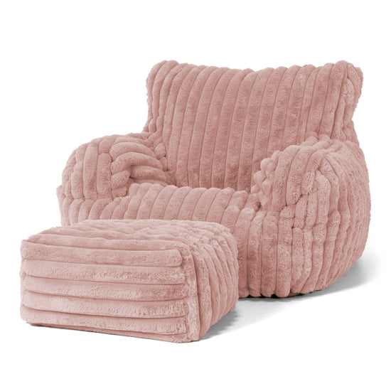 Josephine Bean Bag Armchair - Ultra Plush Cord Dusty Pink 02