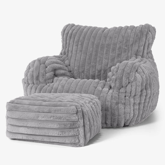 Josephine Bean Bag Armchair - Ultra Plush Cord Grey 02