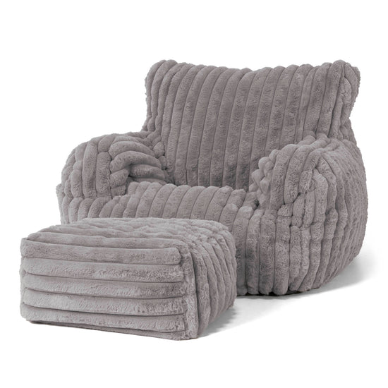 Josephine Bean Bag Armchair - Ultra Plush Cord Grey 02