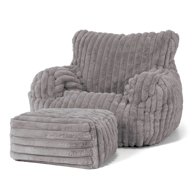 Josephine Bean Bag Armchair - Ultra Plush Cord Grey 02