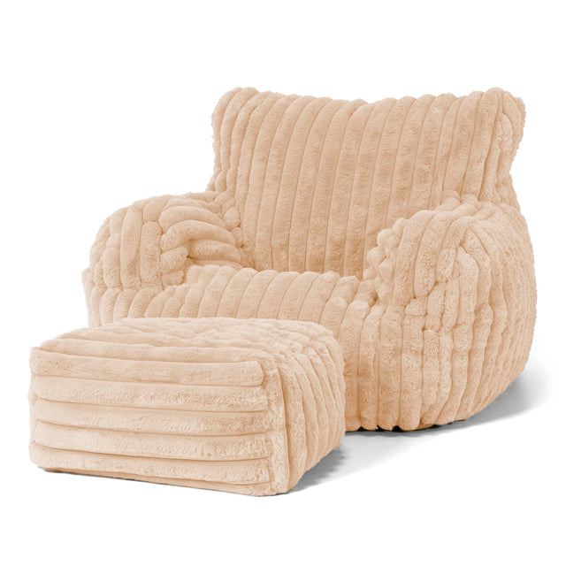 Josephine Bean Bag Armchair - Ultra Plush Cord Peach 02