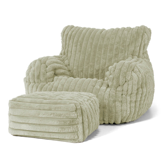 Josephine Bean Bag Armchair - Ultra Plush Cord Sage Green 02