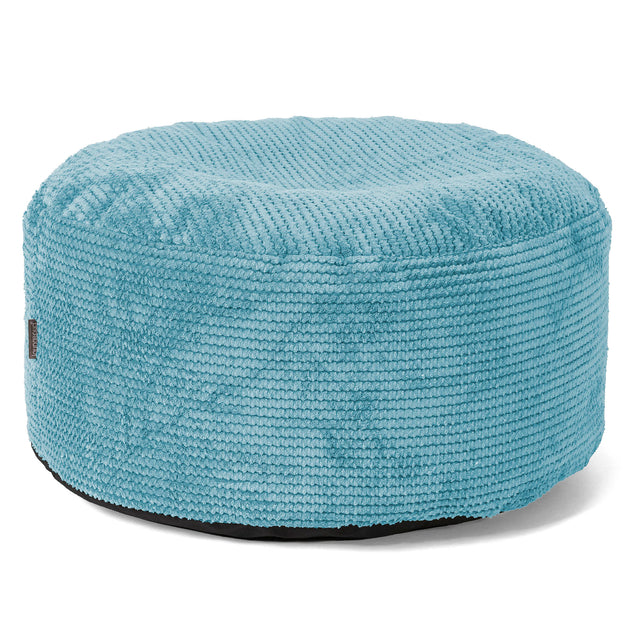 Large Round Footstool - Pom Pom Aegean Blue 01