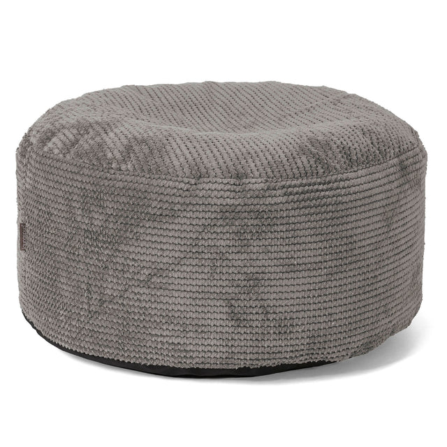 Large Round Footstool - Pom Pom Charcoal Grey 01