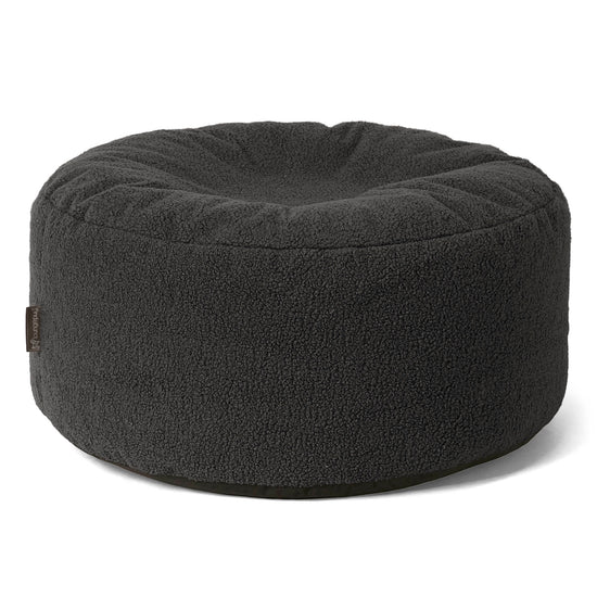 Large Round Pouffe - Boucle Graphite Grey 01