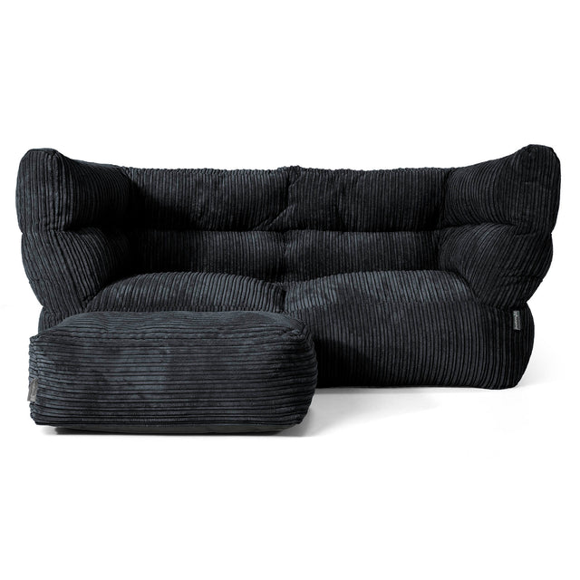 Louis 2 Seater Sofa Bean Bag - Cord Black 02