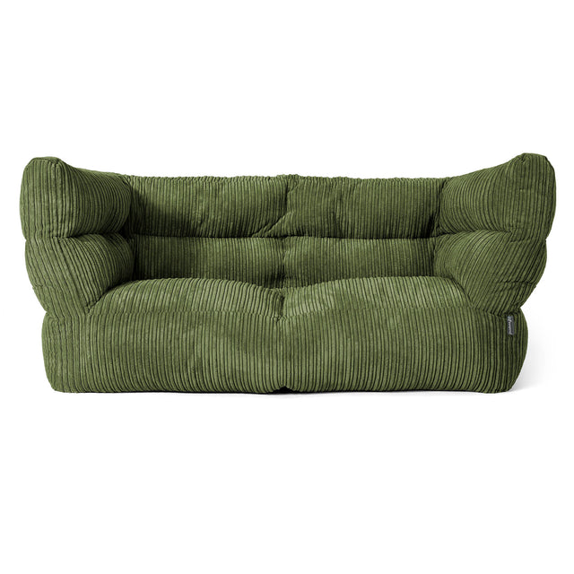 Louis 2 Seater Sofa Bean Bag - Cord Forest Green 01