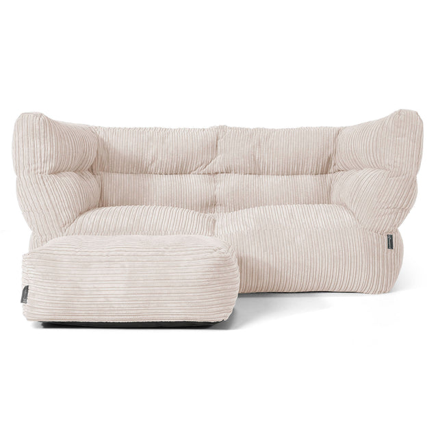 Louis 2 Seater Sofa Bean Bag - Cord Ivory 02