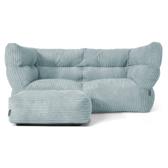 Louis 2 Seater Sofa Bean Bag - Cord Mint Green 02
