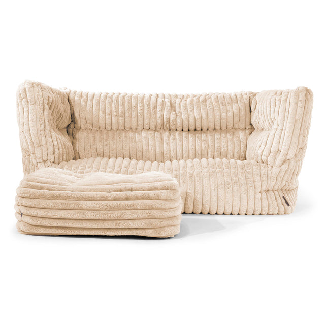 Louis 2 Seater Sofa Bean Bag - Ultra Plush Cord Cream 02