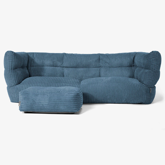 Louis 3 Seater Sofa Bean Bag - Cord Navy Blue 02