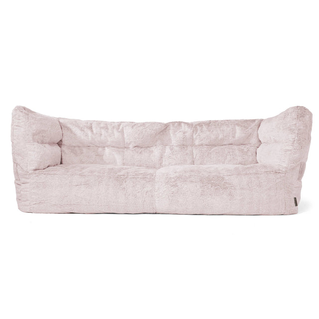 Louis 3 Seater Sofa Bean Bag - Fluffy Faux Fur Rabbit Dusty Pink 01
