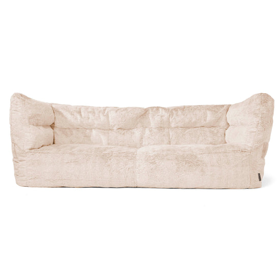 Louis 3 Seater Sofa Bean Bag - Fluffy Faux Fur Rabbit White 01