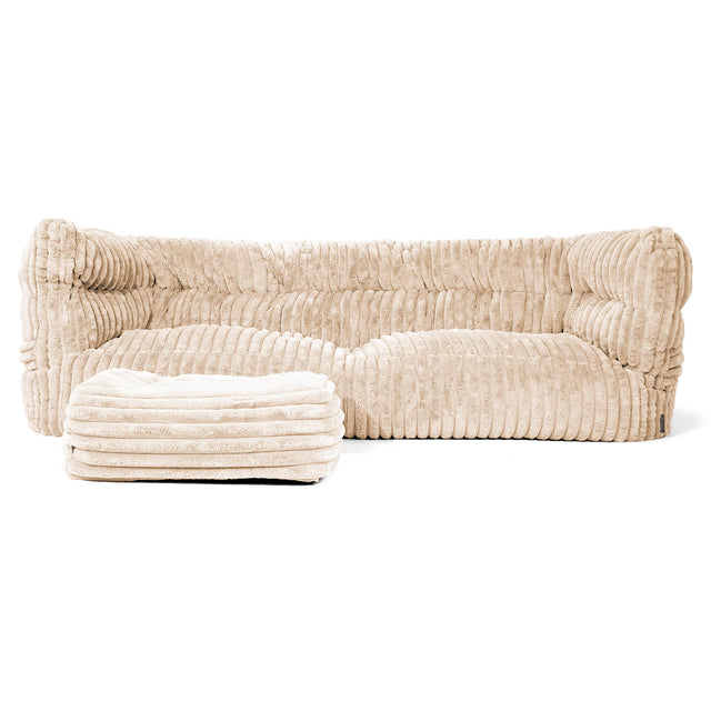 Louis 3 Seater Sofa Bean Bag - Ultra Plush Cord Cream 02