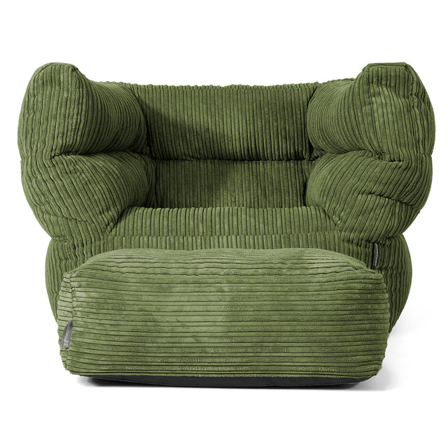 Louis Armchair Bean Bag - Cord Forest Green 02
