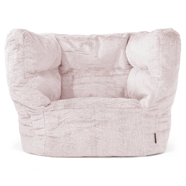 Louis Armchair Bean Bag - Fluffy Faux Fur Rabbit Dusty Pink 01