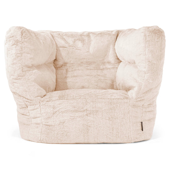 Louis Armchair Bean Bag - Fluffy Faux Fur Rabbit White 01