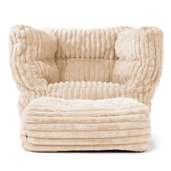 Louis Armchair Bean Bag - Ultra Plush Cord Cream 02