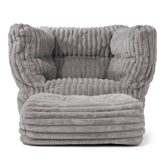 Louis Armchair Bean Bag - Ultra Plush Cord Grey 02
