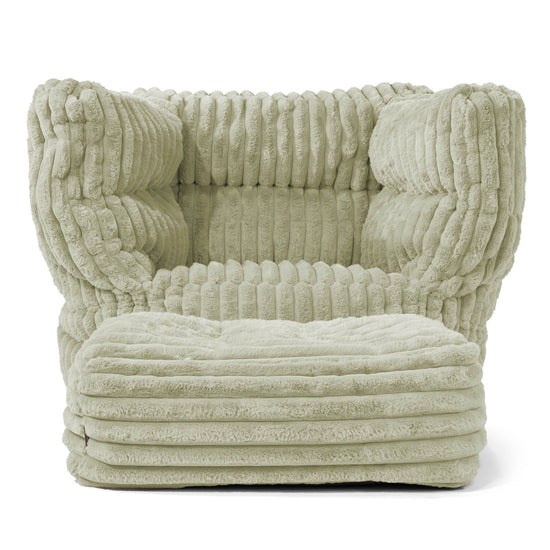 Louis Armchair Bean Bag - Ultra Plush Cord Sage Green 02