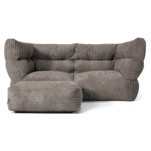 The 2 Seater Louis Sofa Bean Bag - Cord Graphite Grey