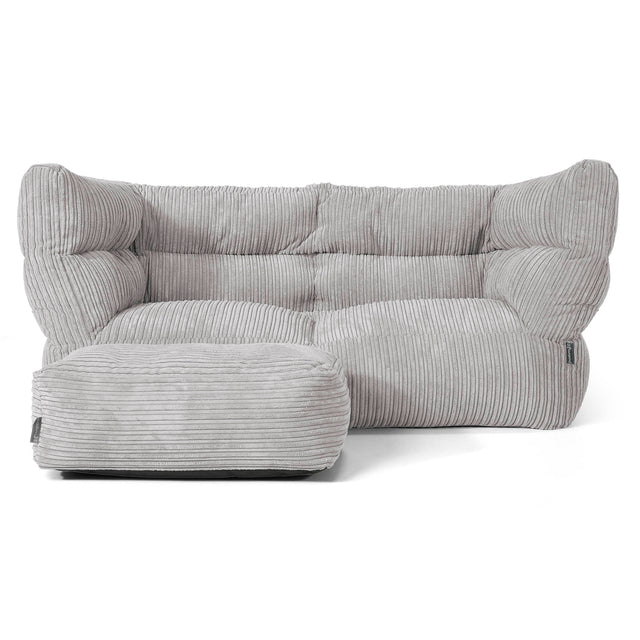The 2 Seater Albert Sofa Bean Bag 2.0 - Cord Silver Grey 02