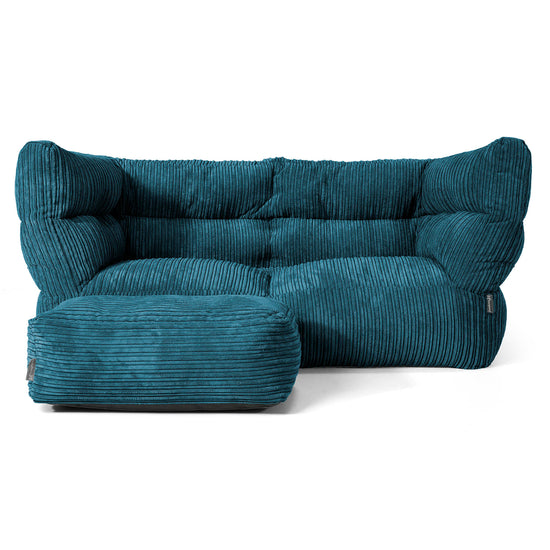 The 2 Seater Albert Sofa Bean Bag 2.0 - Cord Teal Blue 02