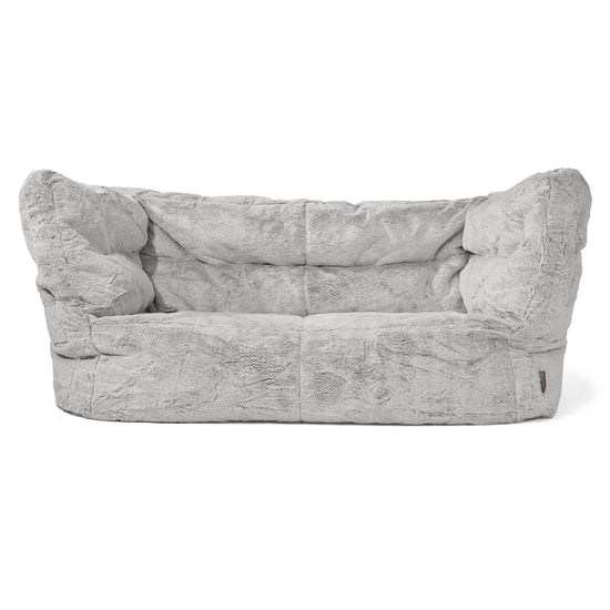 The 2 Seater Albert Sofa Bean Bag 2.0 - Fluffy Faux Fur Rabbit Light Grey 01
