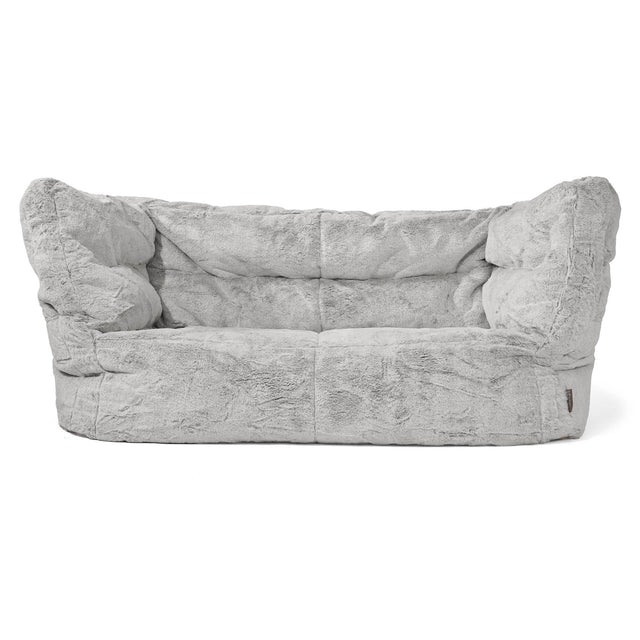The 2 Seater Albert Sofa Bean Bag 2.0 - Fluffy Faux Fur Rabbit Light Grey 01