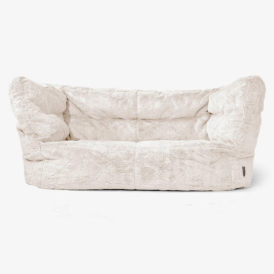 The 2 Seater Albert Sofa Bean Bag 2.0 - Fluffy Faux Fur Rabbit White 01