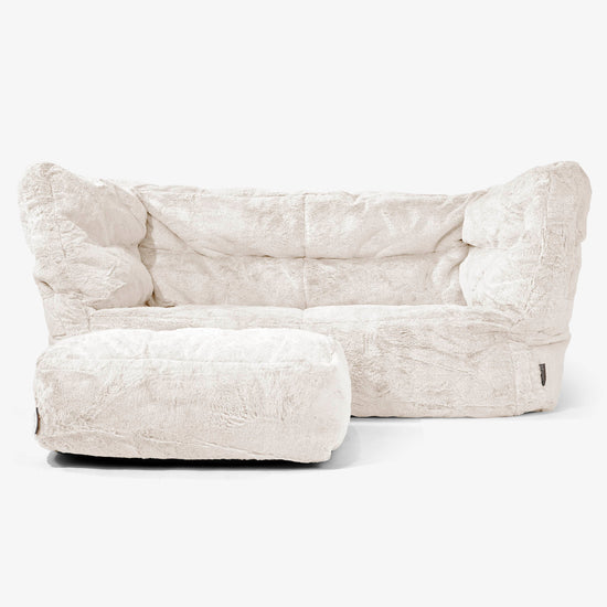 The 2 Seater Albert Sofa Bean Bag 2.0 - Fluffy Faux Fur Rabbit White 02
