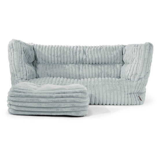 The 2 Seater Albert Sofa Bean Bag 2.0 - Ultra Plush Cord Duck Egg Blue 02