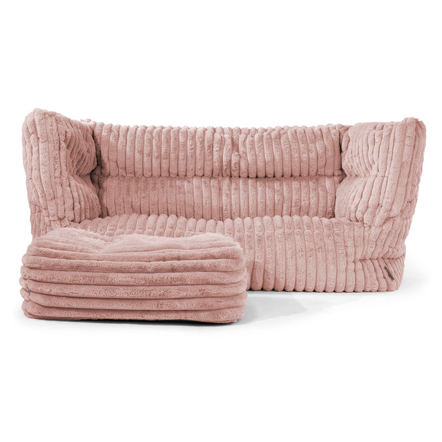 The 2 Seater Albert Sofa Bean Bag 2.0 - Ultra Plush Cord Dusty Pink 02