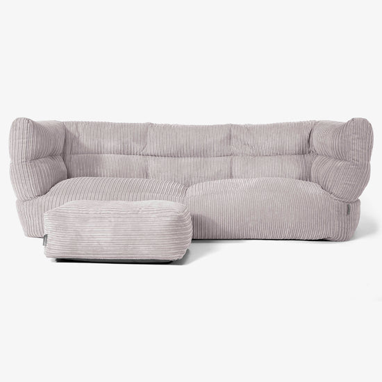 The 3 Seater Albert Sofa Bean Bag 2.0 - Cord Silver Grey 02