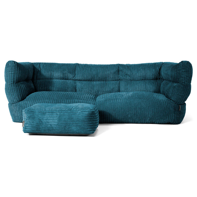 The 3 Seater Albert Sofa Bean Bag 2.0 - Cord Teal Blue 02