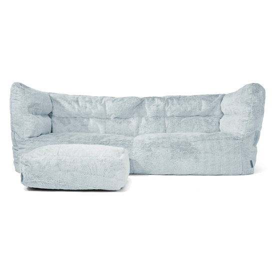 The 3 Seater Albert Sofa Bean Bag 2.0 - Fluffy Faux Fur Rabbit Dusty Blue 02