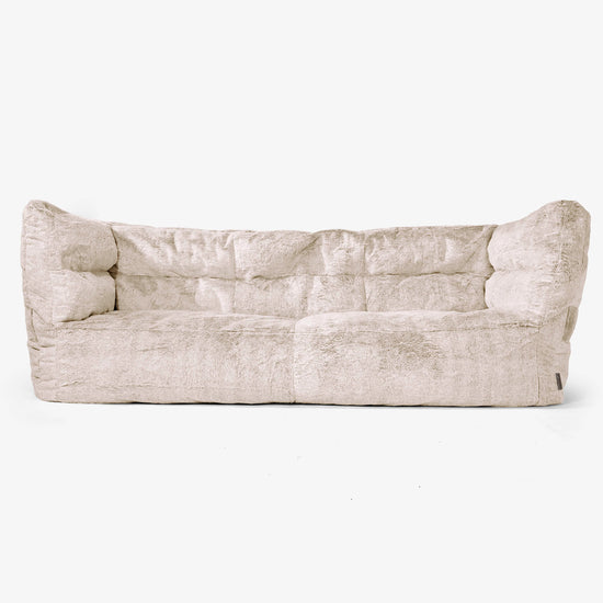 The 3 Seater Albert Sofa Bean Bag 2.0 - Fluffy Faux Fur Rabbit Golden Brown 01