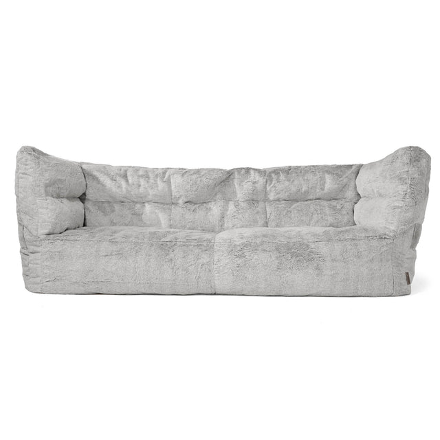The 3 Seater Albert Sofa Bean Bag 2.0 - Fluffy Faux Fur Rabbit Light Grey 01