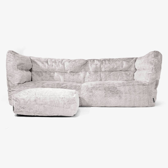 The 3 Seater Albert Sofa Bean Bag 2.0 - Fluffy Faux Fur Rabbit Light Grey 02