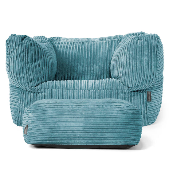 Albert Bean Bag Armchair - Cord Aegean Blue 02