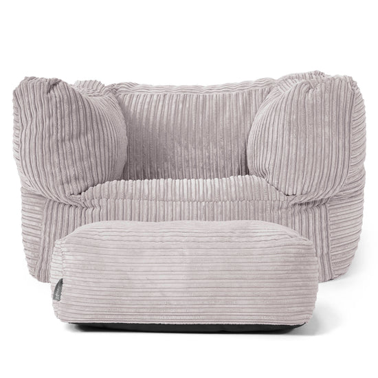 Albert Bean Bag Armchair - Cord Silver Grey 02