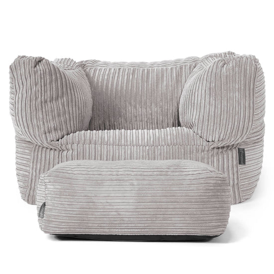 Albert Bean Bag Armchair - Cord Silver Grey 02