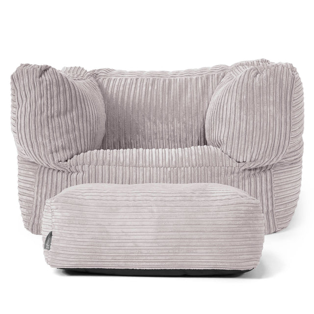 Albert Bean Bag Armchair - Cord Silver Grey 02