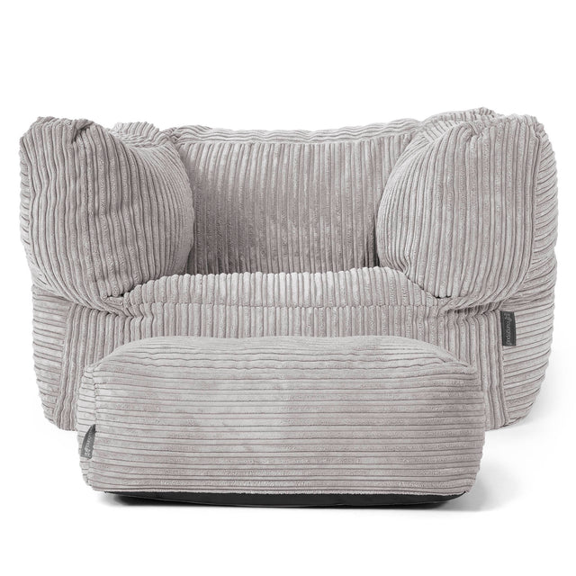 Albert Bean Bag Armchair - Cord Silver Grey 02