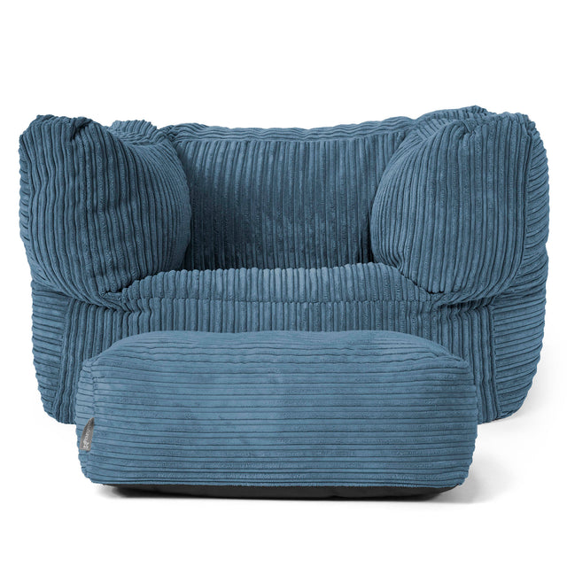 Albert Bean Bag Armchair - Cord Navy Blue 02